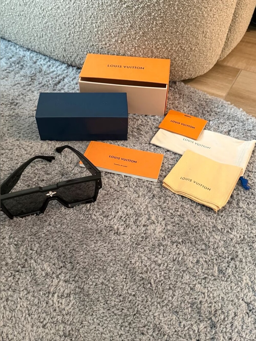 Louis Vuitton Black Geometric Shield Sunglasses with Gold Monogram Star